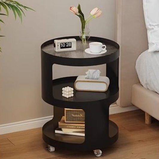 Modern Cylinder Glass Iron 2-Tier Nightstand