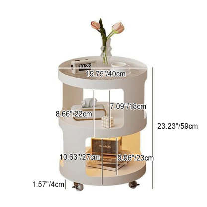 Modern Cylinder Glass Iron 2-Tier Nightstand