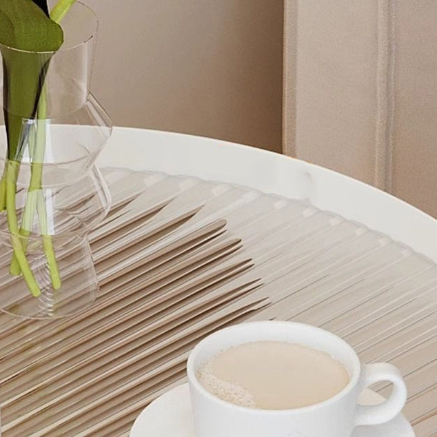 Modern Cylinder Glass Iron 2-Tier Nightstand