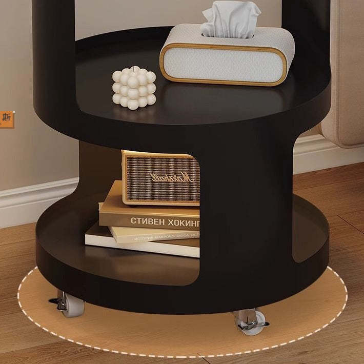 Modern Cylinder Glass Iron 2-Tier Nightstand