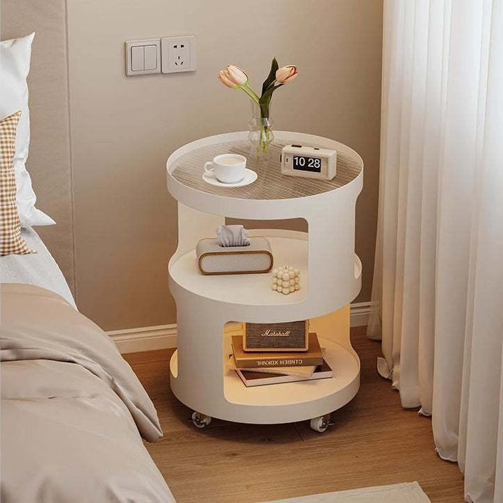 Modern Cylinder Glass Iron 2-Tier Nightstand