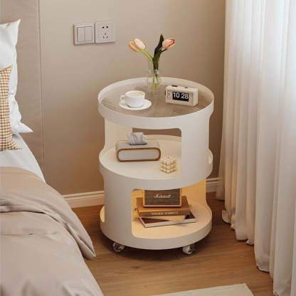 Modern Cylinder Glass Iron 2-Tier Nightstand