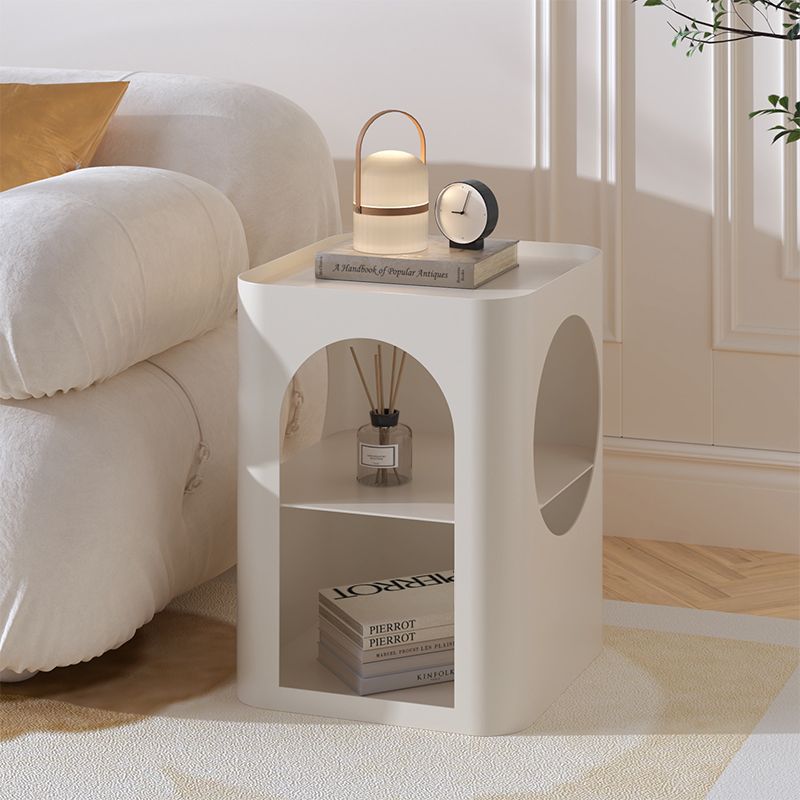 Minimalist 2-Tier Side Table — Milky White
