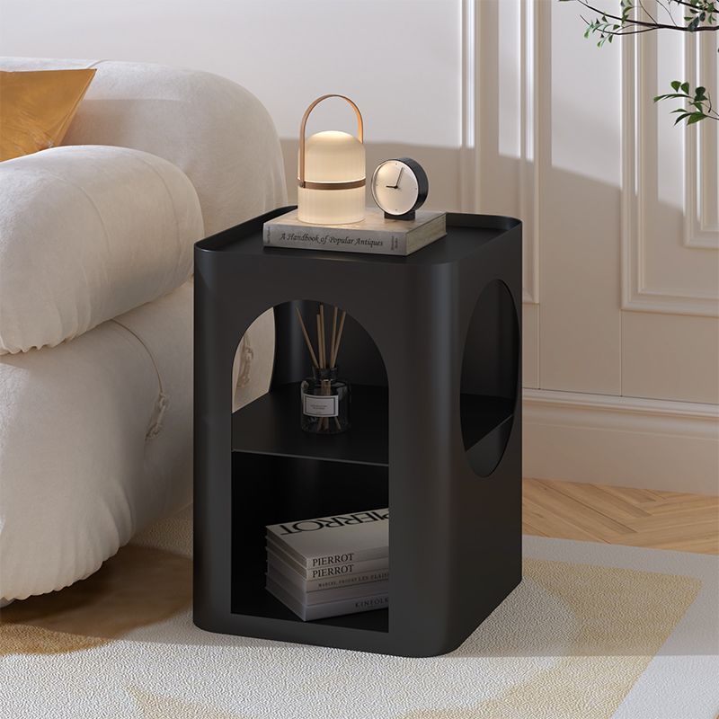 Minimalist 2-Tier Side Table — Black