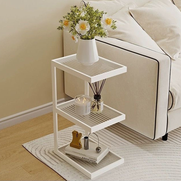 Contemporary Glass Iron Multi-Tier Side Table