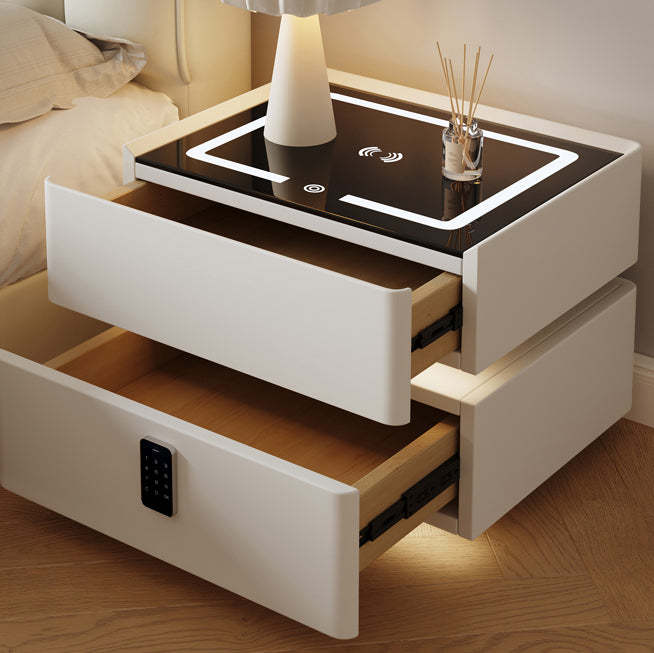Nordic Glass Sintered Stone 2-Drawer Nightstand