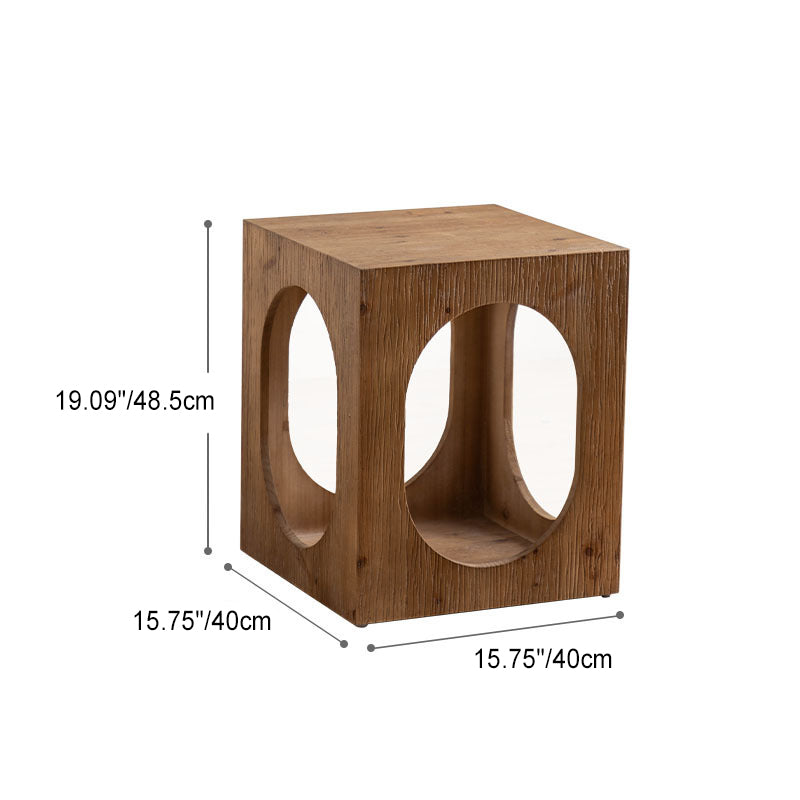 Traditional Rustic Wood Square Side Cabinet
