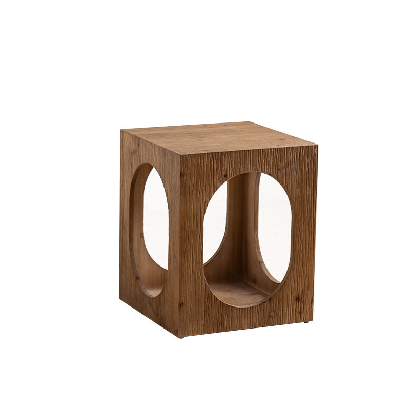 Traditional Rustic Wood Square Side Cabinet