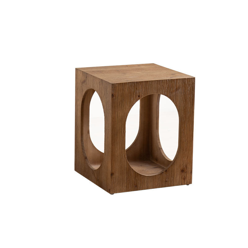 Traditional Rustic Wood Square Side Cabinet