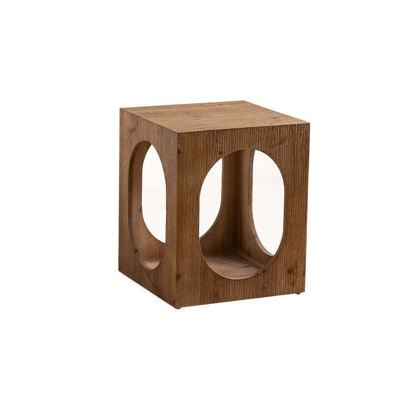 Traditional Rustic Wood Square Side Cabinet