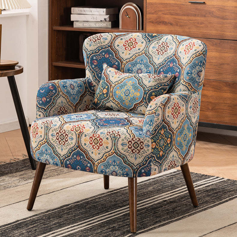 Vintage Fabric Sofa with Armrest Footrest