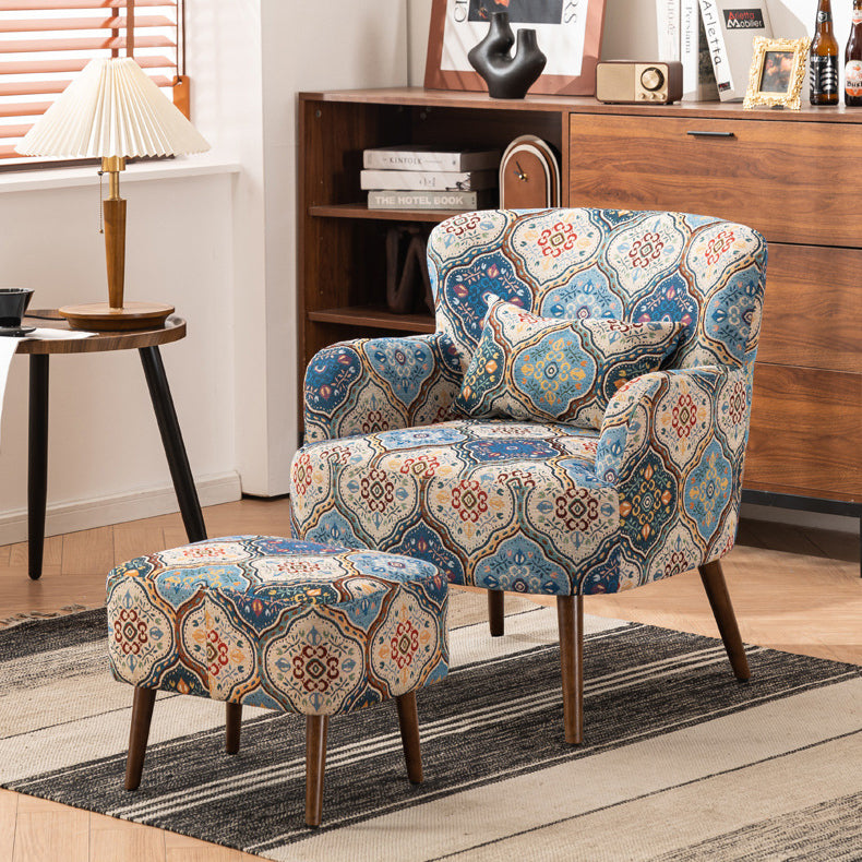 Vintage Fabric Sofa with Armrest Footrest