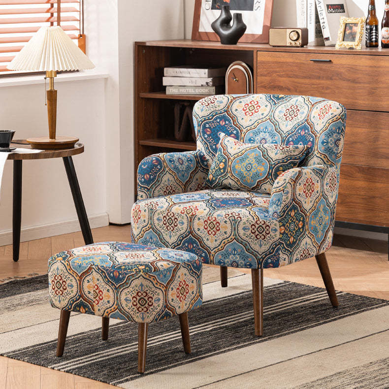 Vintage Fabric Sofa with Armrest Footrest