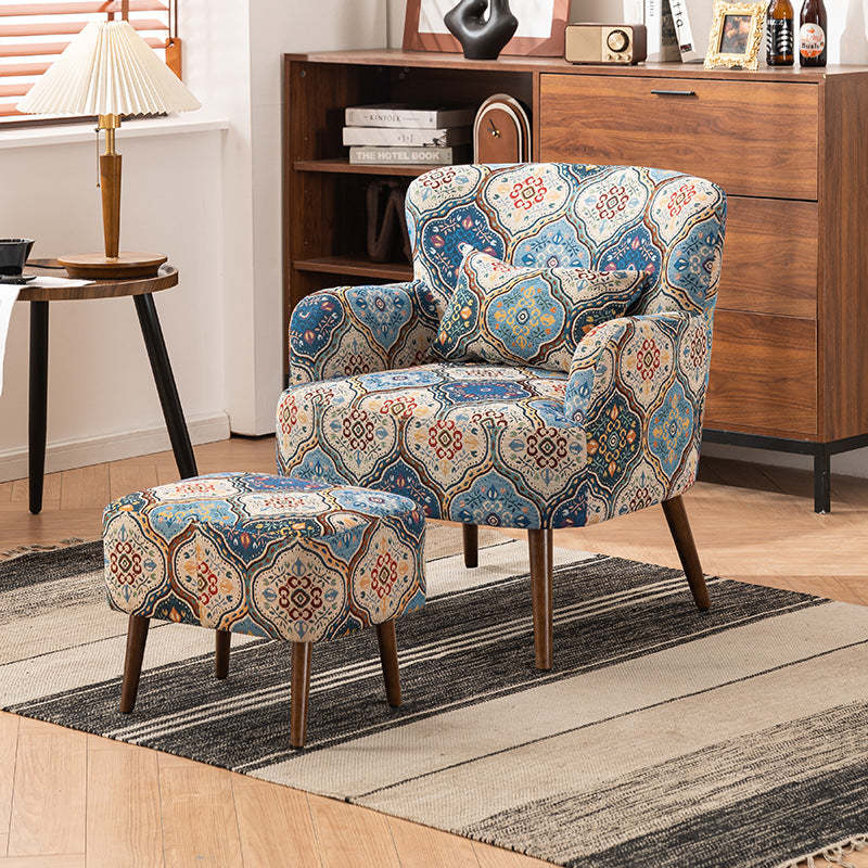 Vintage Fabric Sofa with Armrest Footrest