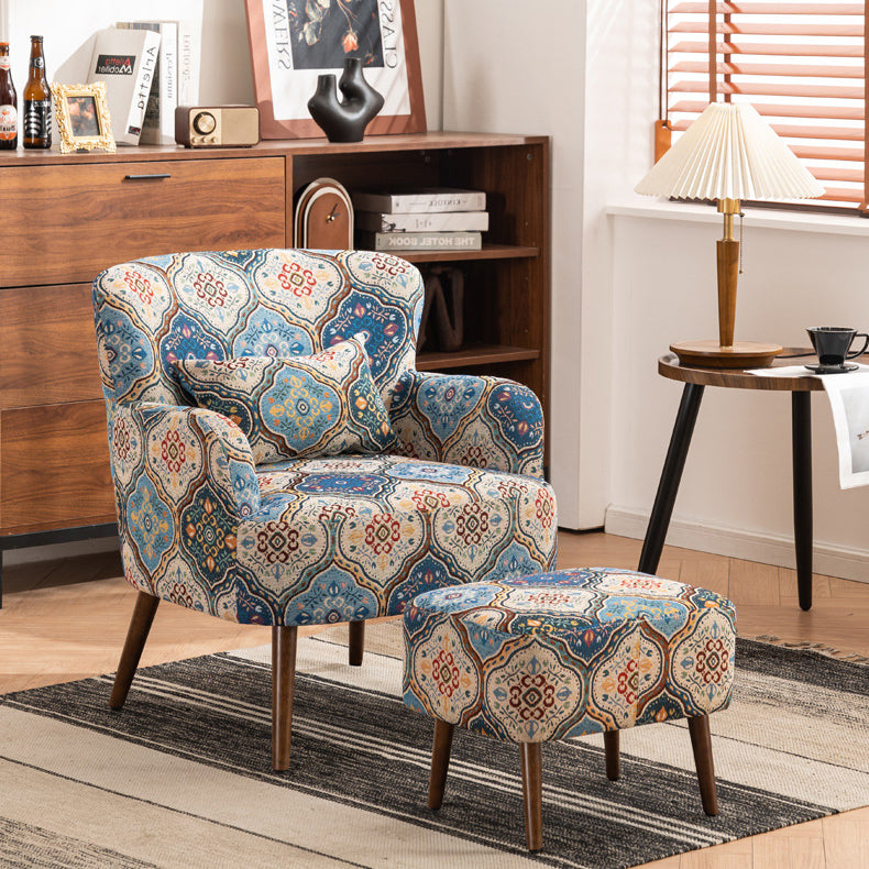 Vintage Fabric Sofa with Armrest Footrest — Sofa & Footrest