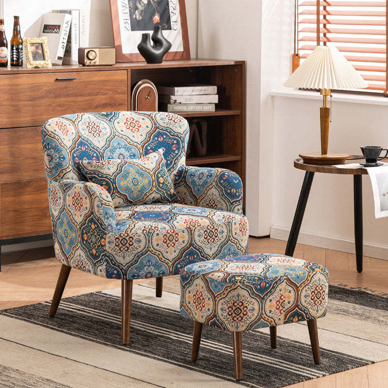 Vintage Fabric Sofa with Armrest Footrest — Sofa & Footrest