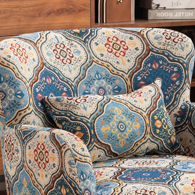 Vintage Fabric Sofa with Armrest Footrest