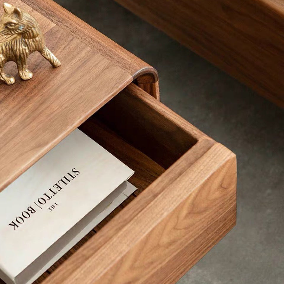 Vintage Walnut 1-Drawer Nightstand