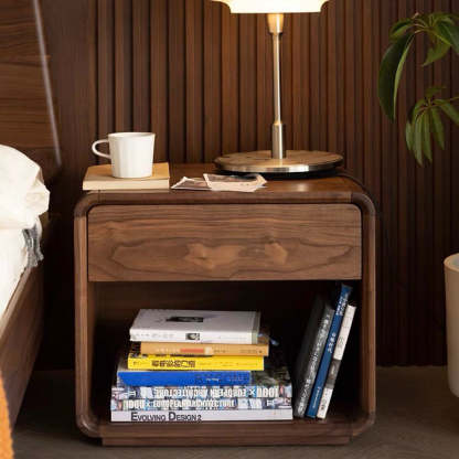 Vintage Walnut 1-Drawer Nightstand