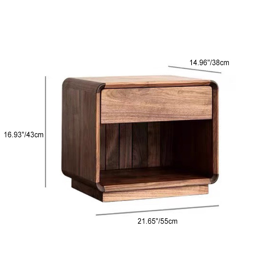 Vintage Walnut 1-Drawer Nightstand
