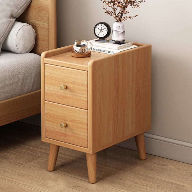 Retro 2-Drawer Nightstand — Wood Color