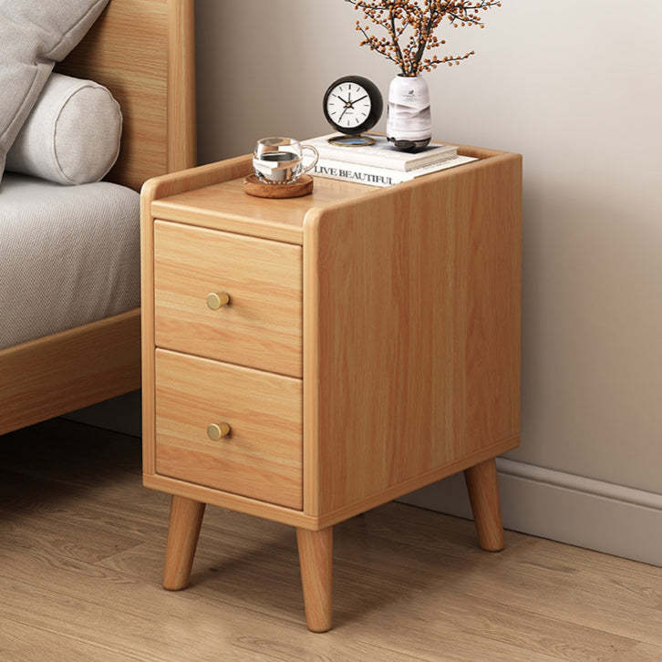 Retro 2-Drawer Nightstand — Wood Color
