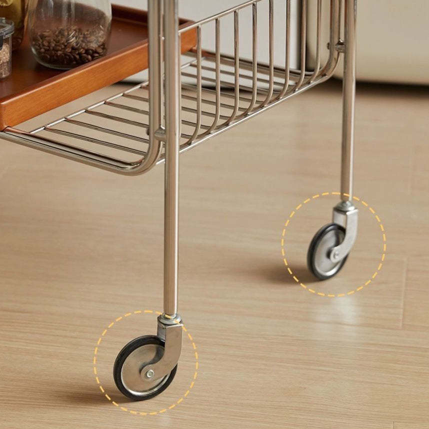 Nordic Wood Iron 4-Wheel Side Table