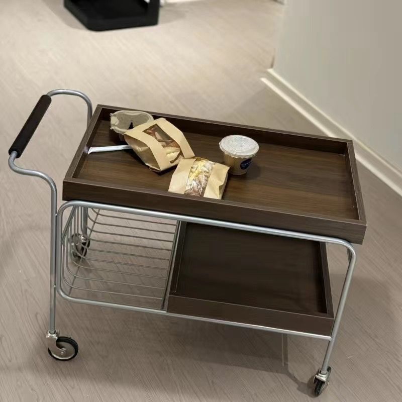 Nordic Wood Iron 4-Wheel Side Table
