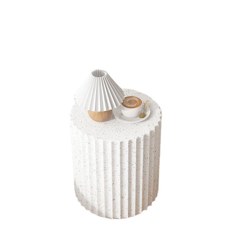 Contemporary Cream Cement Cylinder Side Table