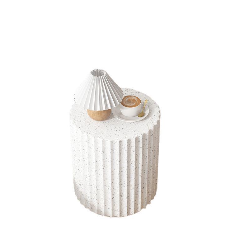 Contemporary Cream Cement Cylinder Side Table