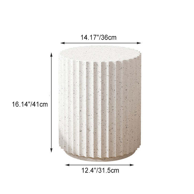 Contemporary Cream Cement Cylinder Side Table