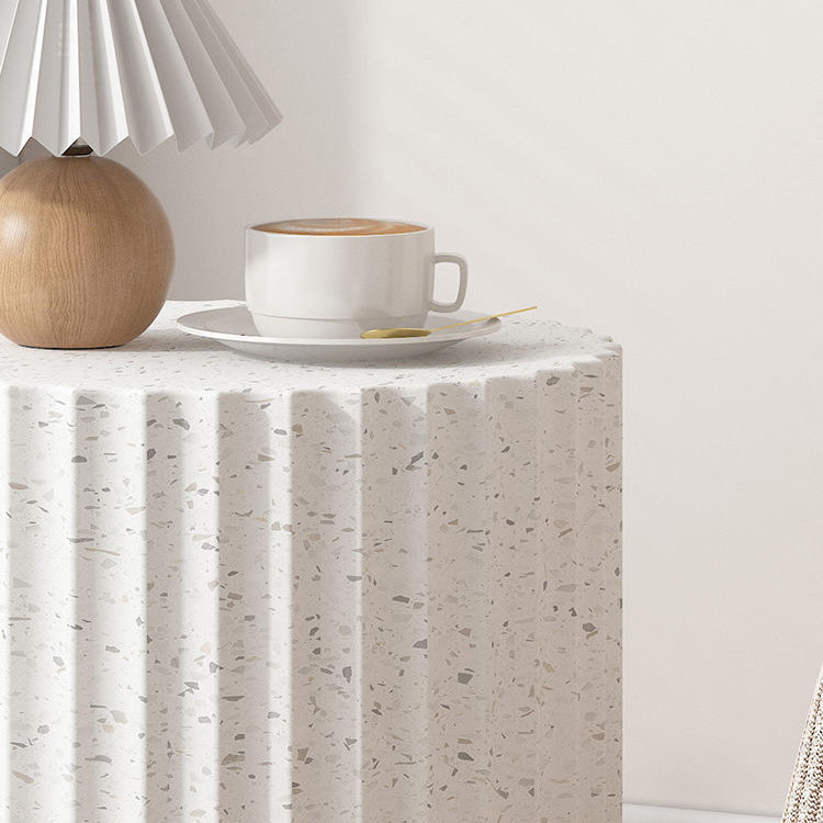 Contemporary Cream Cement Cylinder Side Table