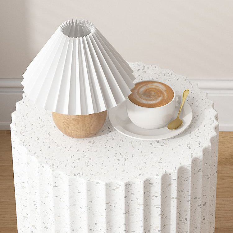 Contemporary Cream Cement Cylinder Side Table