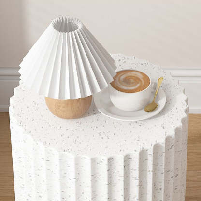 Contemporary Cream Cement Cylinder Side Table