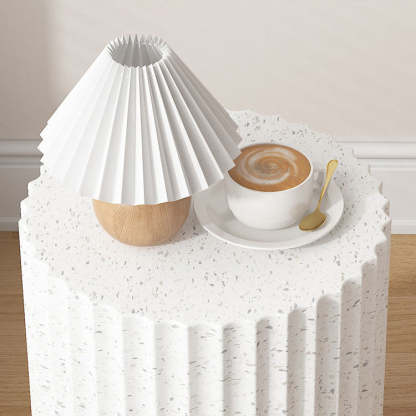 Contemporary Cream Cement Cylinder Side Table