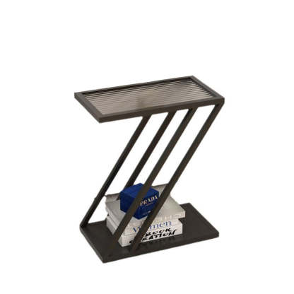 Minimalist Iron Glass Geometric 2-Tier Side Table