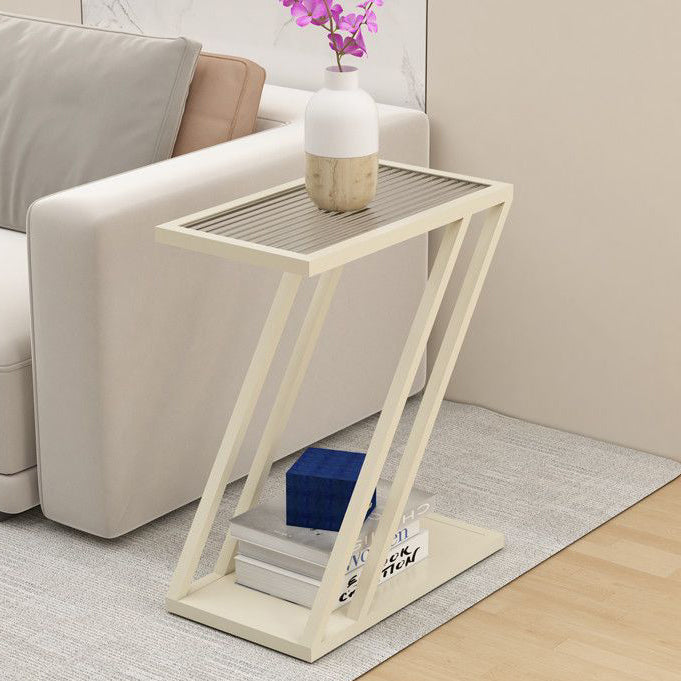Minimalist Iron Glass Geometric 2-Tier Side Table
