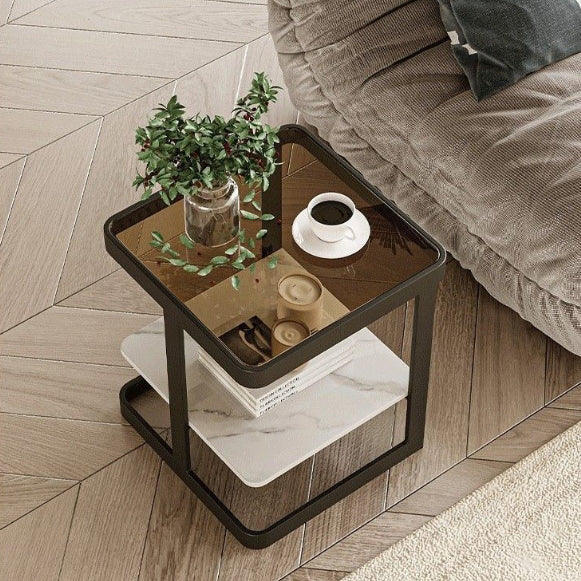 Nordic Iron Glass Coffee Table 2-Tier