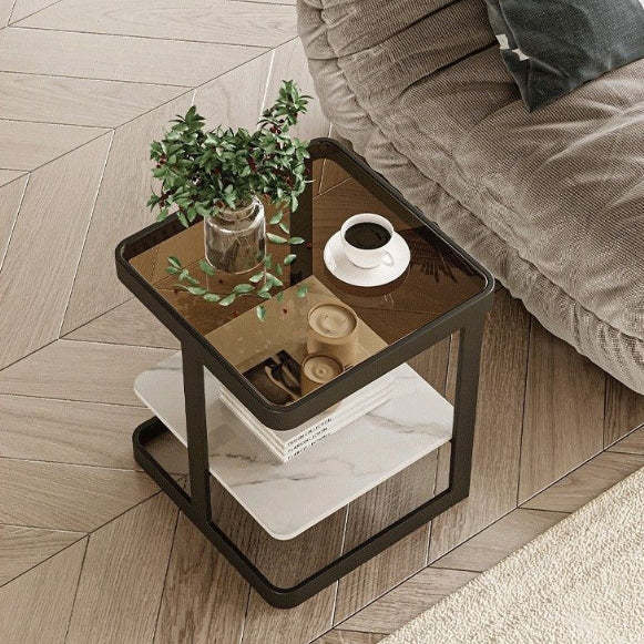 Nordic Iron Glass Coffee Table 2-Tier