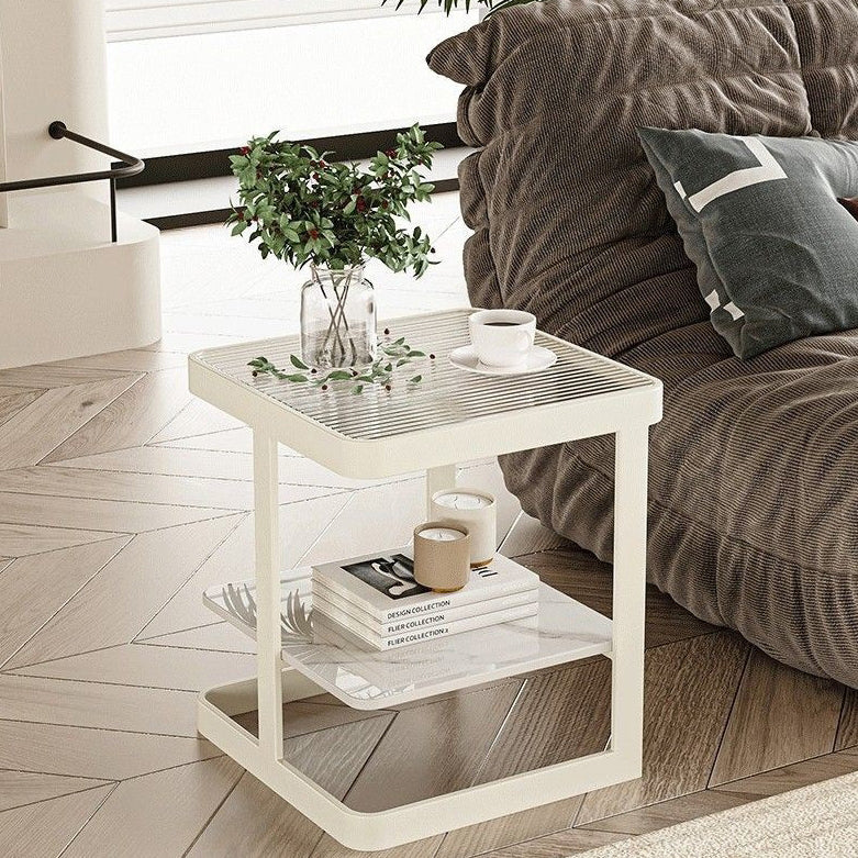 Nordic Iron Glass Coffee Table 2-Tier — Black / Chang Hong Glass