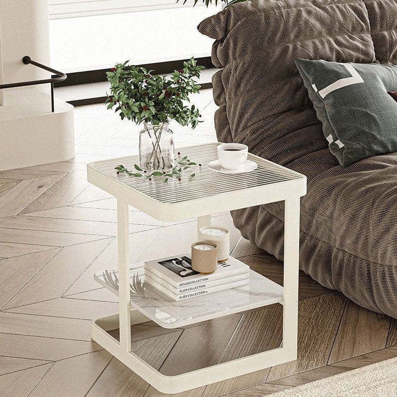 Nordic Iron Glass Coffee Table 2-Tier — Black / Chang Hong Glass