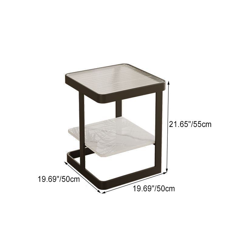 Nordic Iron Glass Coffee Table 2-Tier — White / Chang Hong Glass