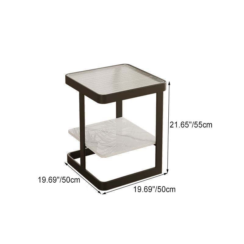 Nordic Iron Glass Coffee Table 2-Tier — White / Chang Hong Glass