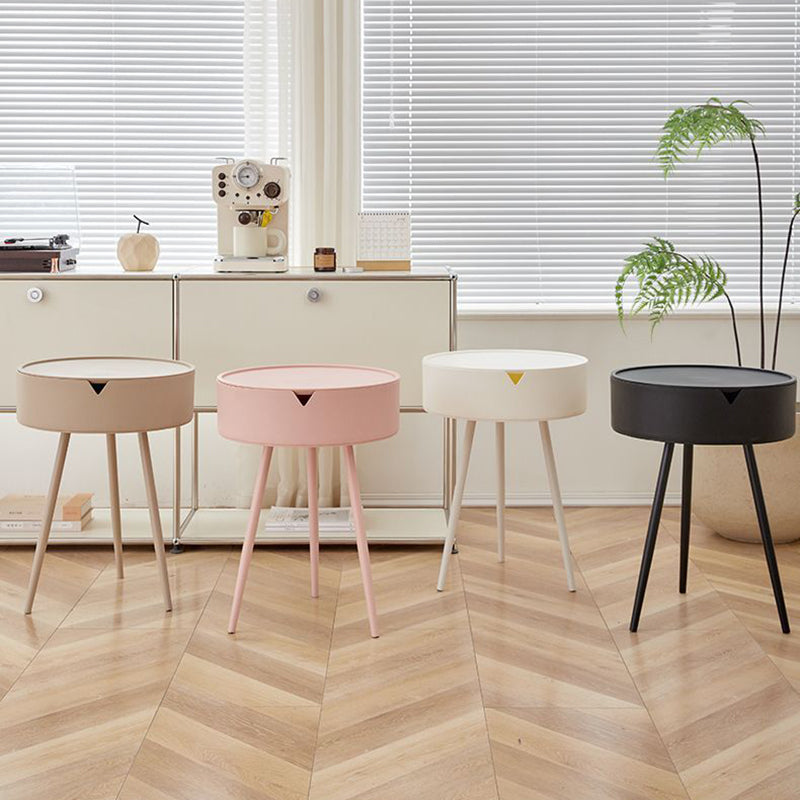 Modern Round 3-Leg Side Table — White