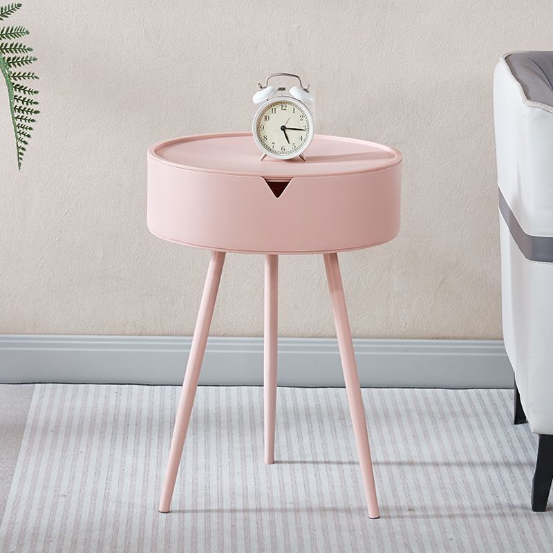 Lighom minimalist 3-leg round black side tables in steel — Pink