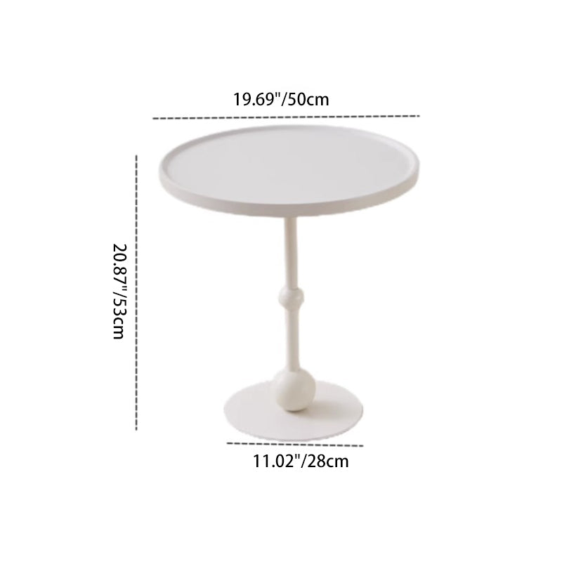 Modern Round Glass Iron Tray Side Table — Stainless Steel / Glass - Brown