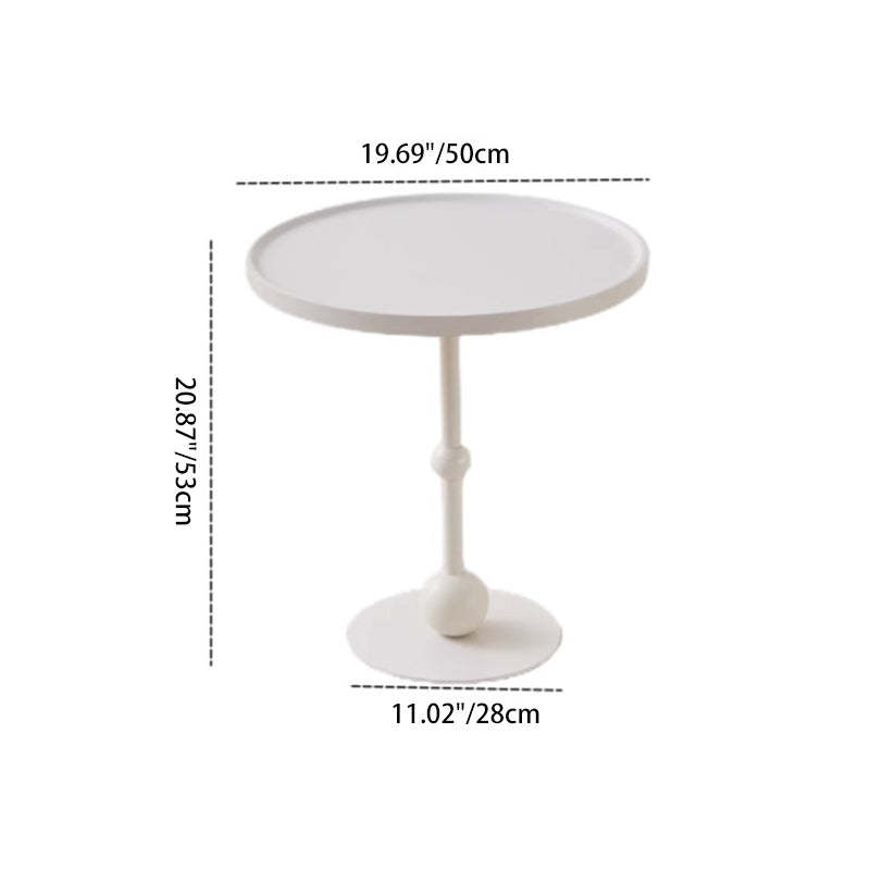 Modern Round Glass Iron Tray Side Table — Stainless Steel / Glass - Brown