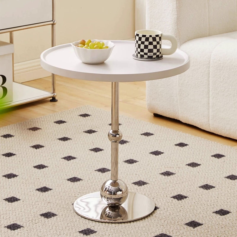 Modern Round Glass Iron Tray Side Table