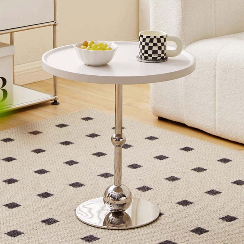 Modern Round Glass Iron Tray Side Table