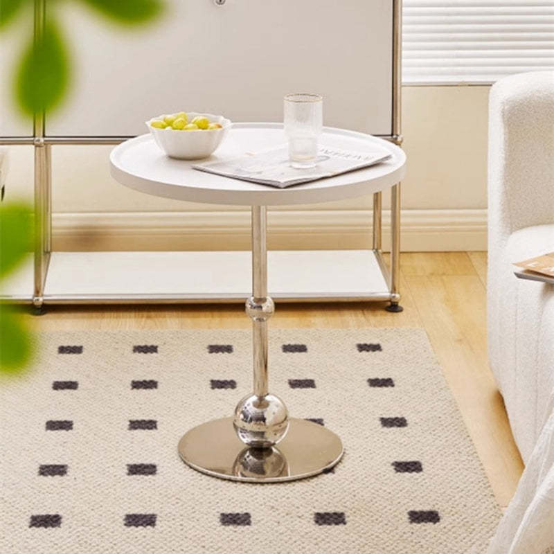 Modern Round Glass Iron Tray Side Table